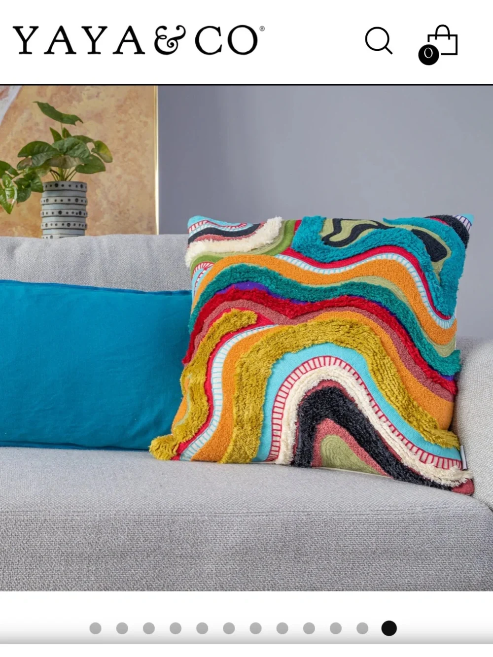 YaYa & Co Echo abstract throw pillow cover vibrant tufted boho cotton square
